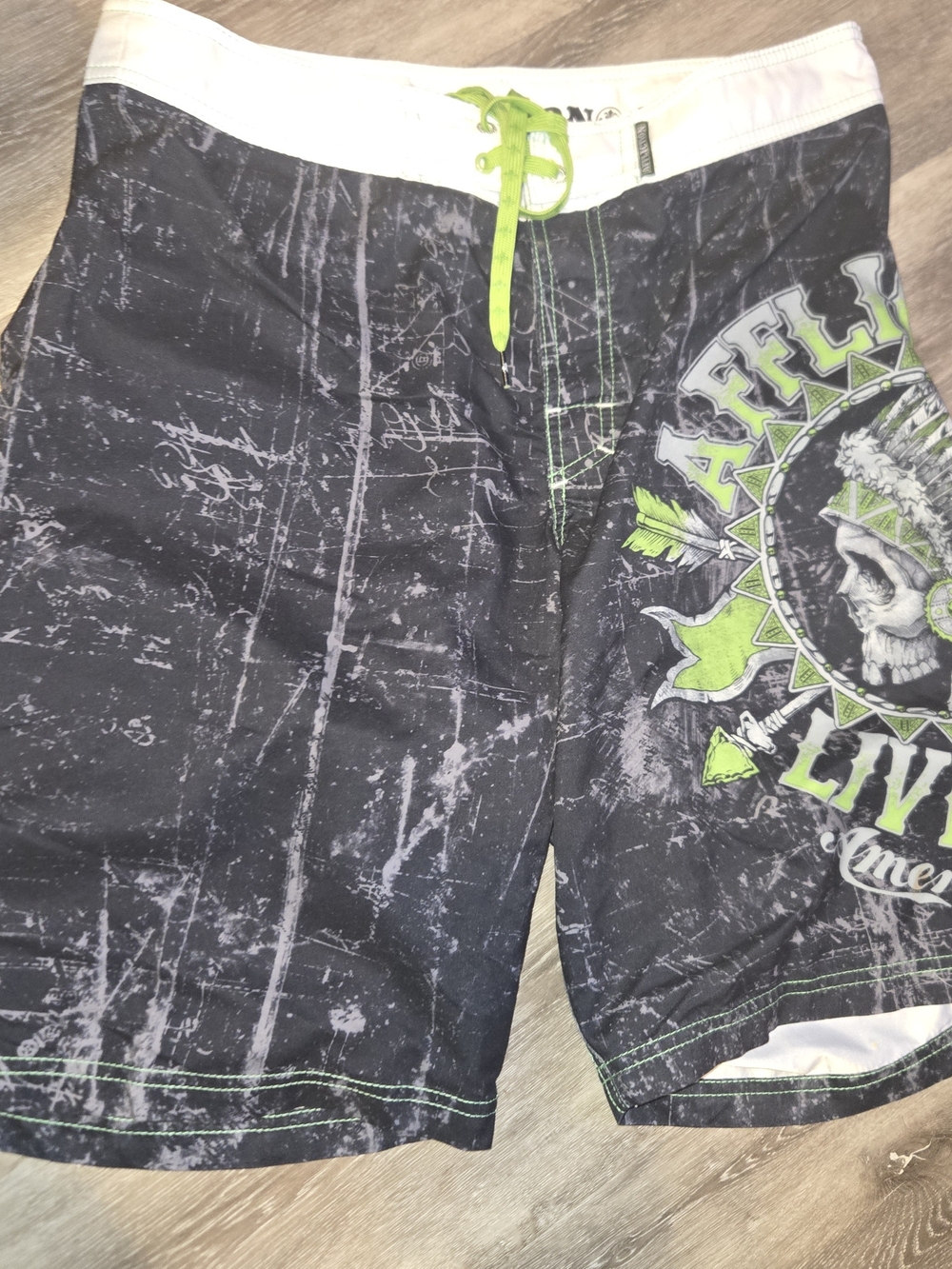Affliction Board Shorts Mens 34 Live Fast Swim Trunks Lightweight